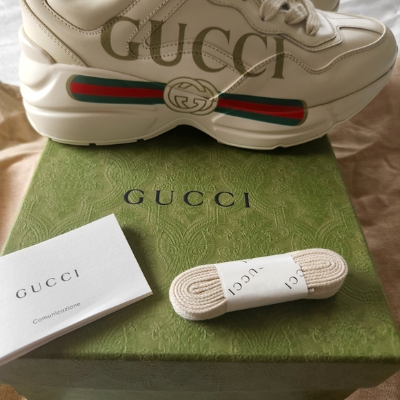Gucci Shoes - Women's Rhyton Gucci logo leather sneaker